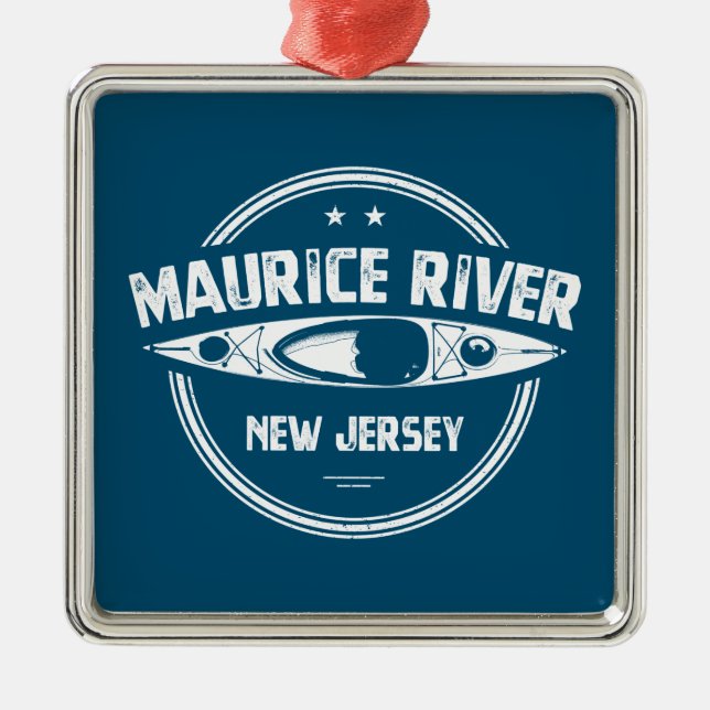 Ornamento De Metal Maurice River New Jersey Kayaking (Frente)