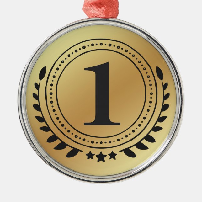 Ornamento De Metal Medalha Dourada de Honra em Primeiro Lugar com Gra (Frente)