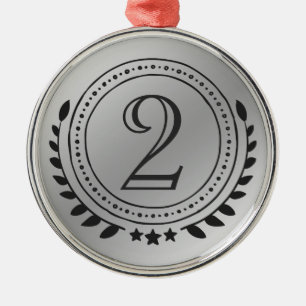 Ornamento De Metal Medalha Silver Honra em Segundo Lugar sobre Gradie