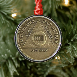 Ornamento De Metal Medalhão de Aniversário de 33 Anos de Sobriedade