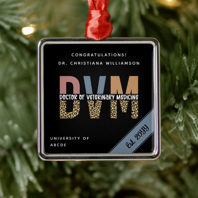 Ornamento De Metal Medicina Veterinária DVM Personalizada (Árvore)