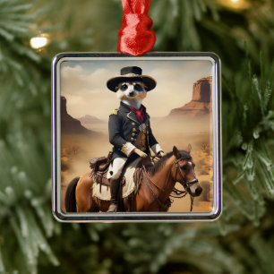 Ornamento De Metal Meerkat Em Um Cavalo Pode Ser O Único Estranho