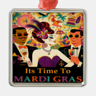 Ornamento De Metal Meio século Mardi Gras Cocktail