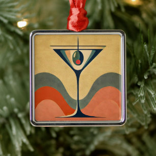 Ornamento De Metal Meio século moderno "pimento azeitona martini wave