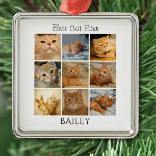 Ornamento De Metal Melhor Colagem de Fotos de Gato Personalizada
