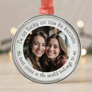 Ornamento De Metal Melhor Irmã do Mundo Foto Presente