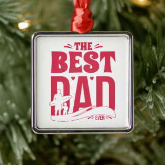 Ornamento De Metal Melhor Pai de Todos – Silhueta de Pai e Filho Surf