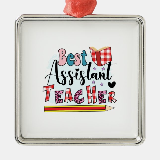 Ornamento De Metal Melhor Professora Assistente (Frente)