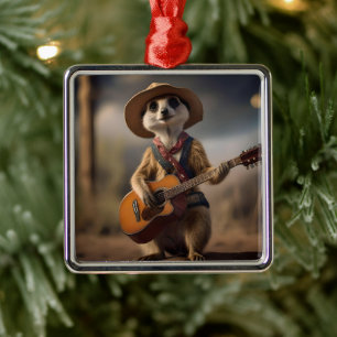 Ornamento De Metal Melodias da Savana A Meerkat Guitar Serenade,