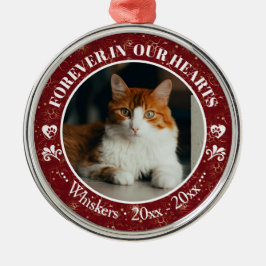 Ornamento De Metal Memorial de Foto e Nome de Gato para Sempre em Nos