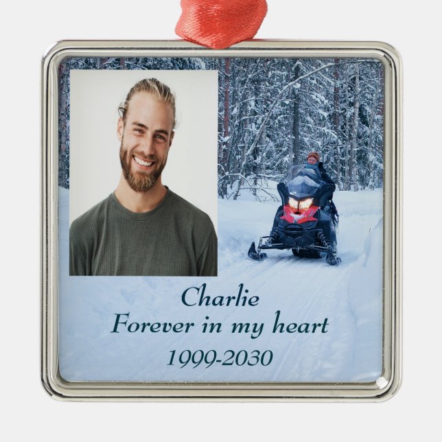 Ornamento De Metal Memorial de Fotografias Personalizadas para sempre (Frente)
