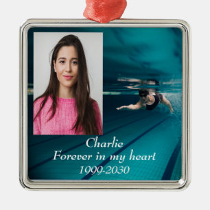 Ornamento De Metal Memorial de Fotografias Personalizadas para sempre
