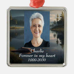 Ornamento De Metal Memorial de Fotografias Personalizadas para sempre