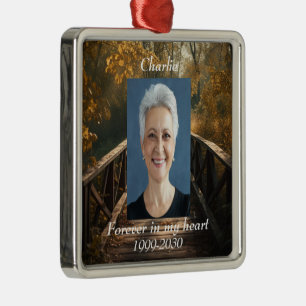 Ornamento De Metal Memorial de Fotografias Personalizadas para sempre