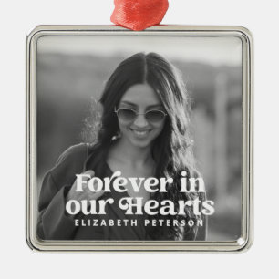 Ornamento De Metal Memorial de Fotografias Personalizadas Simples par