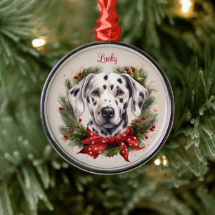 Ornamento De Metal Memorial de Natal para Cachorro da Raça Dálmata