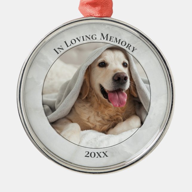 Ornamento De Metal MEMORIAL FOTO PET personalizável (Frente)