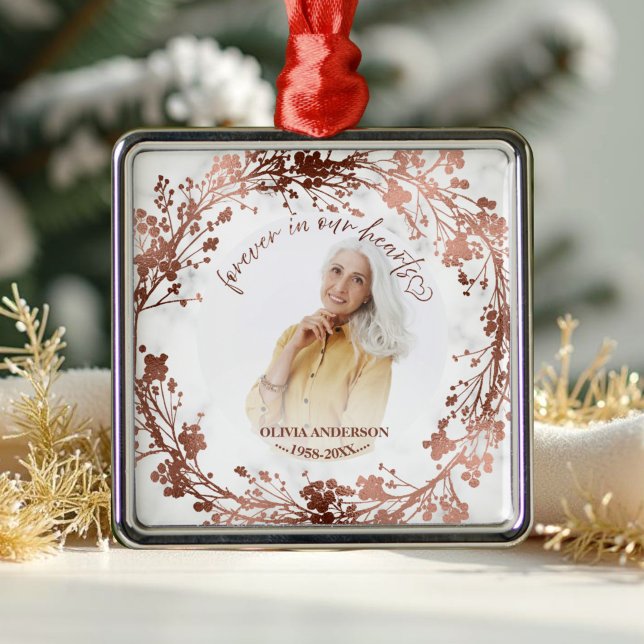 Ornamento De Metal Memorial Fotográfico do Rosa Foto Foil para Sempre (Criador carregado)