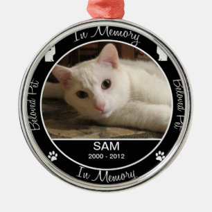 Ornamento De Metal Memorial - Perda de Gato - Foto/Nome Personalizado