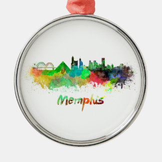 Ornamento De Metal Memphis skyline in watercolor