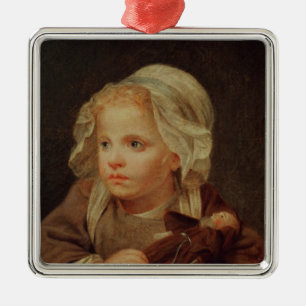 Ornamento De Metal Menina com uma boneca