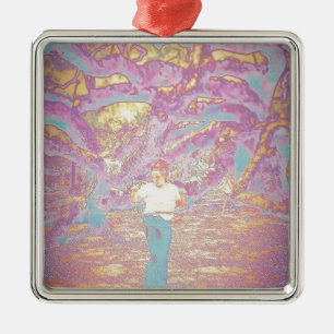 Ornamento De Metal Menina da aro no tecnicolor