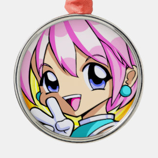 Ornamento De Metal Menina de anime bonita