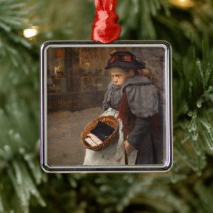 Ornamento De Metal Menina de Fósforos Pobre Garoto de Rua Pobreza Urb