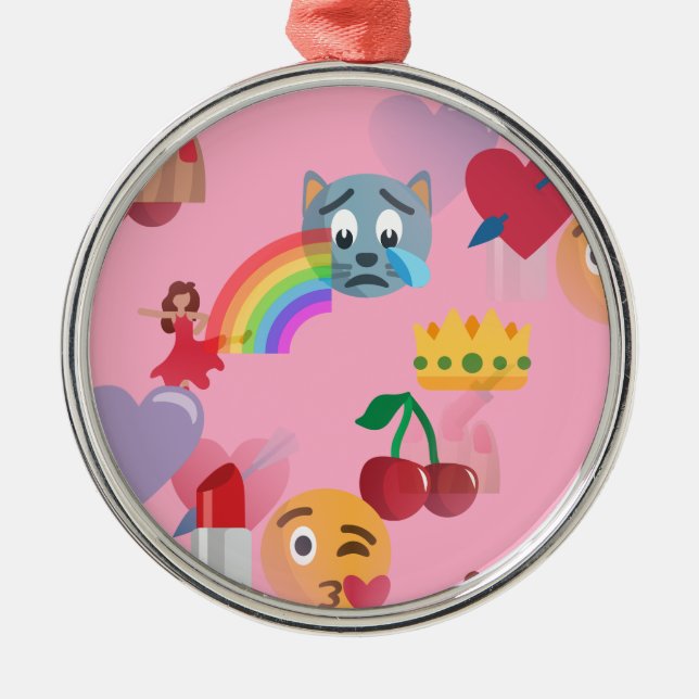 Ornamento De Metal menina emoji (Frente)
