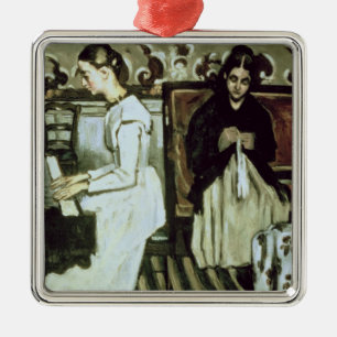 Ornamento De Metal Menina no piano, 1868-69 de Paul Cezanne