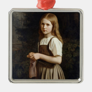 Ornamento De Metal Menina que faz malha, 1854