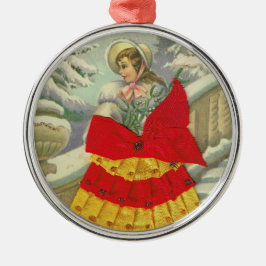 Ornamento De Metal Menina Vitoriana no Inverno