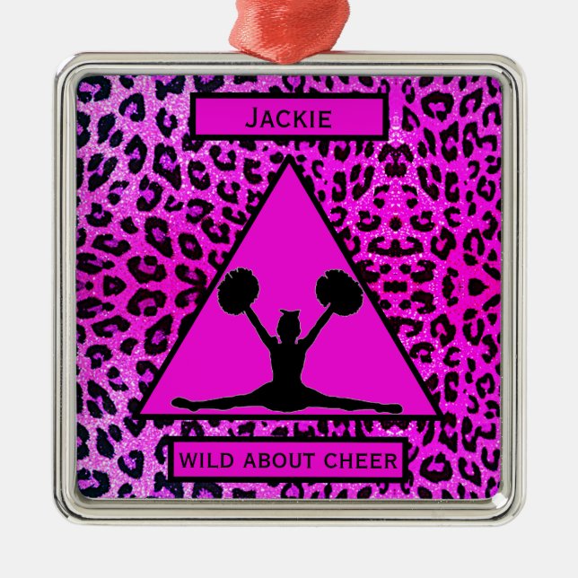 Ornamento De Metal Meninas "Selvagens Sobre Cheer" Leopardo Rosa (Frente)