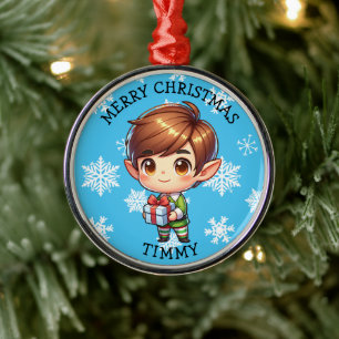 Ornamento De Metal Menino Anime Fofo Elfo Natal Personalizado
