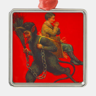 Ornamento De Metal Menino rezando sendo sequestrado pelo Krampus Verm