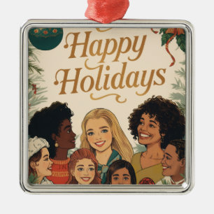 Ornamento De Metal Mensagem de Natal Vintage Feliz Ano Novo Família