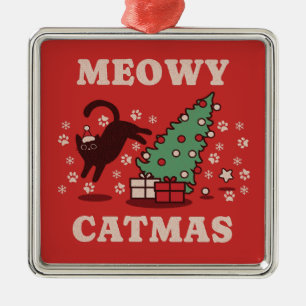 Ornamento De Metal Meowy Catmas