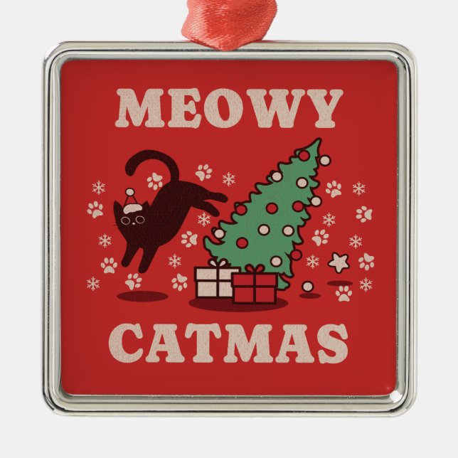 Ornamento De Metal Meowy Catmas (Frente)