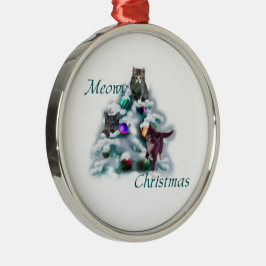 Ornamento De Metal Meowy Christmas