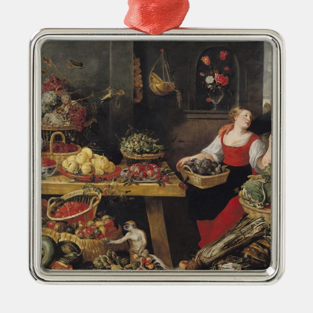 Ornamento De Metal Mercado de frutas e legumes (Frente)