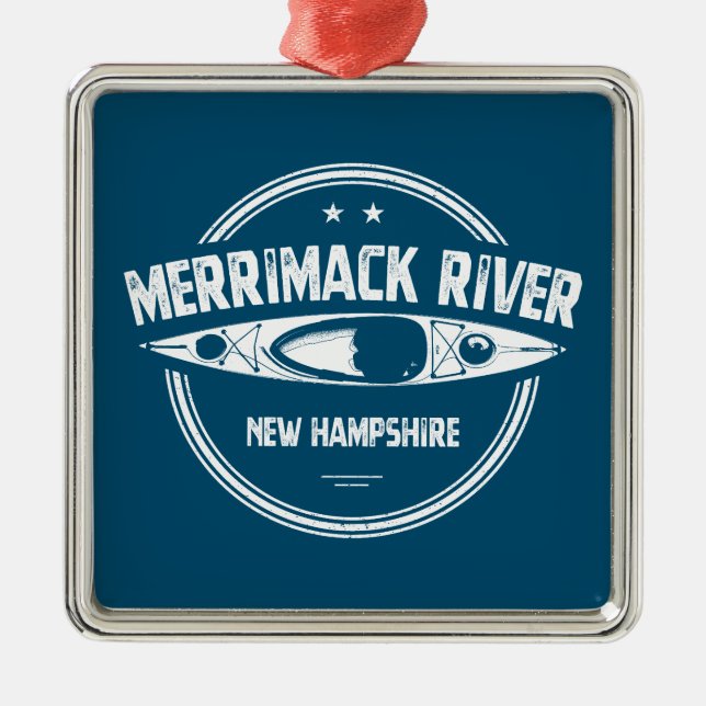 Ornamento De Metal Merrimack River New Hampshire Kayak (Frente)