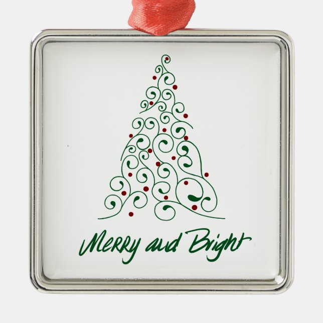 Ornamento De Metal Merry & Bright Christmas Tree Ornament (Frente)