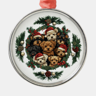 Ornamento De Metal Merry Christmas Yorkshire Terrier Dogs