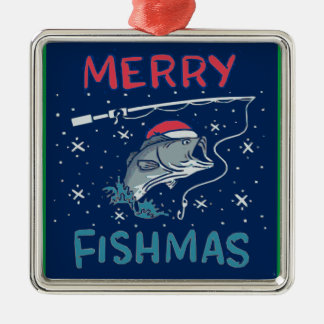 Ornamento De Metal Merry Fishmas Christmas Fishing
