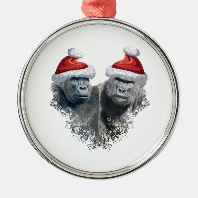 Ornamento De Metal Merry Gorilla Christmas (Frente)