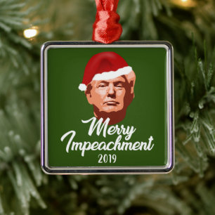 ORNAMENTO DE METAL MERRY IMPEACHMENT 2019 TRUMP SANTA HAT