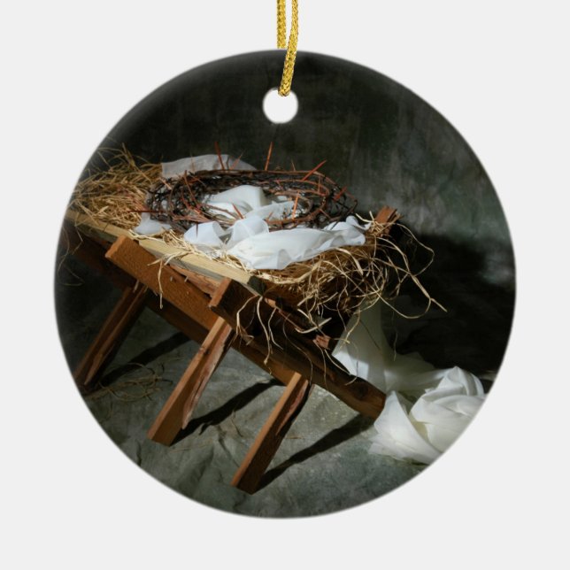 Ornamento De Metal Metáfora da história do Natal (Frente)