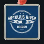 Ornamento De Metal Metolius River Oregon Kayaking<br><div class="desc">O rio Metolius borbulha do chão perto da base da Butta Negra,  não muito longe das Sisters,  Oregon,  e tem um fluxo consistente de um ano para remar e caiaque que emerge de um saudável aquífero a montante.</div>