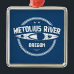 Ornamento De Metal Metolius River Oregon Kayaking<br><div class="desc">O rio Metolius borbulha do chão perto da base da Butta Negra,  não muito longe das Sisters,  Oregon,  e tem um fluxo consistente de um ano para remar e caiaque que emerge de um saudável aquífero a montante.</div>
