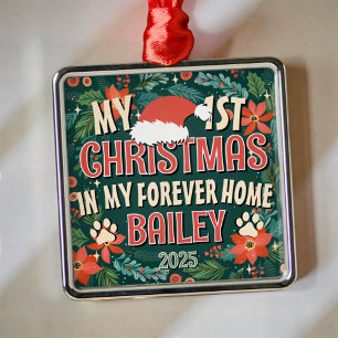 Ornamento De Metal Meu Primeiro Natal em minha Terra Negra para sempr